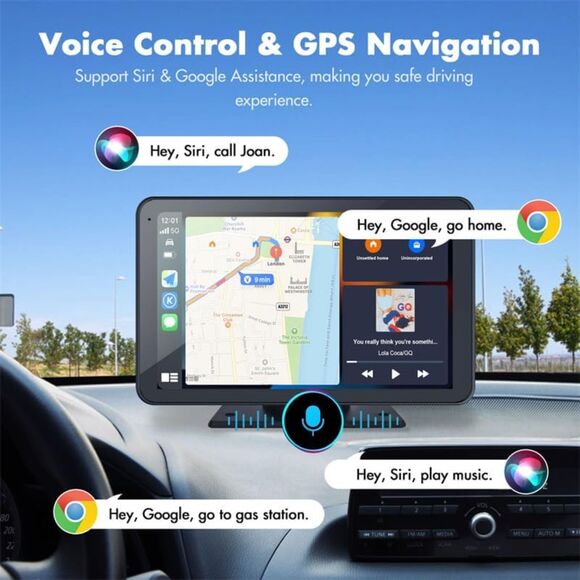 Eleacc Portable Wireless Carplay Car Stereo, 7 HD Touchscreen Cam - Picture 3 of 7